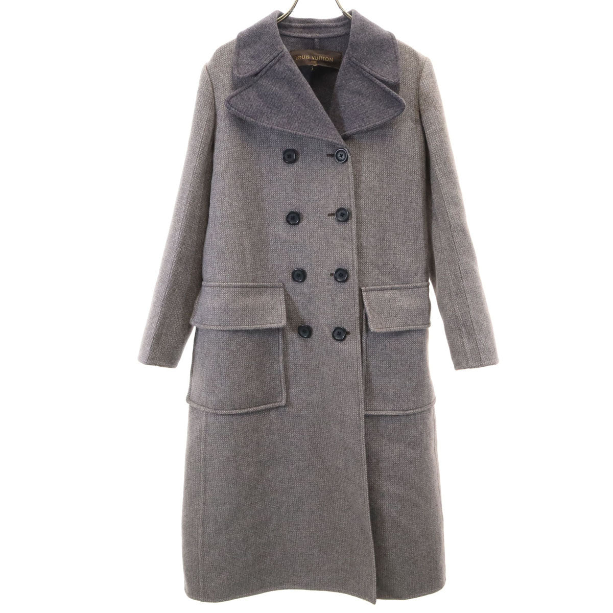 美品 LOUIS VUITTON ルイヴィトン イタリア製 ダブルブレスト ウールコート 36 グレー レディース