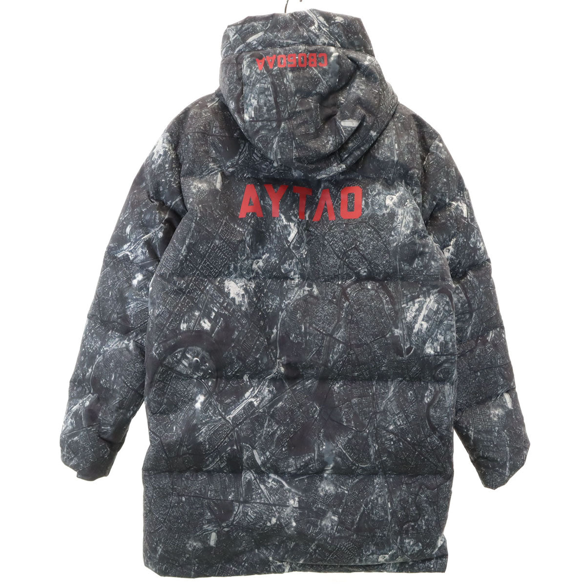 美品 PUMA プーマ OUTLAW MOSCOW アウトローモスクワ コラボ 総柄 ダウンコート S チャコールグレー メンズ