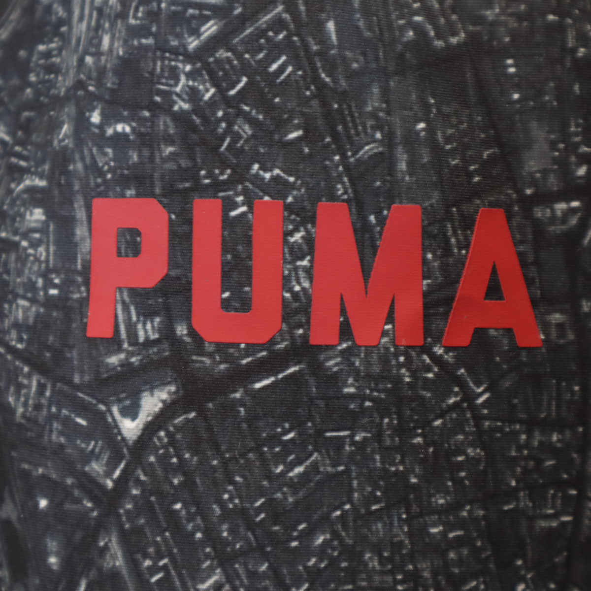 美品 PUMA プーマ OUTLAW MOSCOW アウトローモスクワ コラボ 総柄 ダウンコート S チャコールグレー メンズ