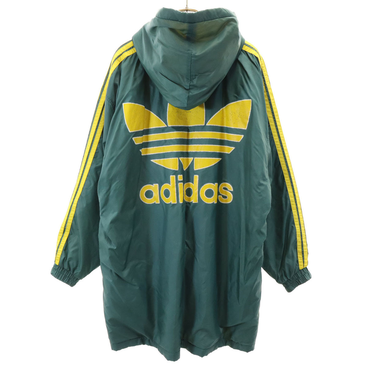 adidas アディダス 80s ヴィンテージ バックトレフォイルロゴ 中綿コート L グリーン デサント 裏ボア メンズ