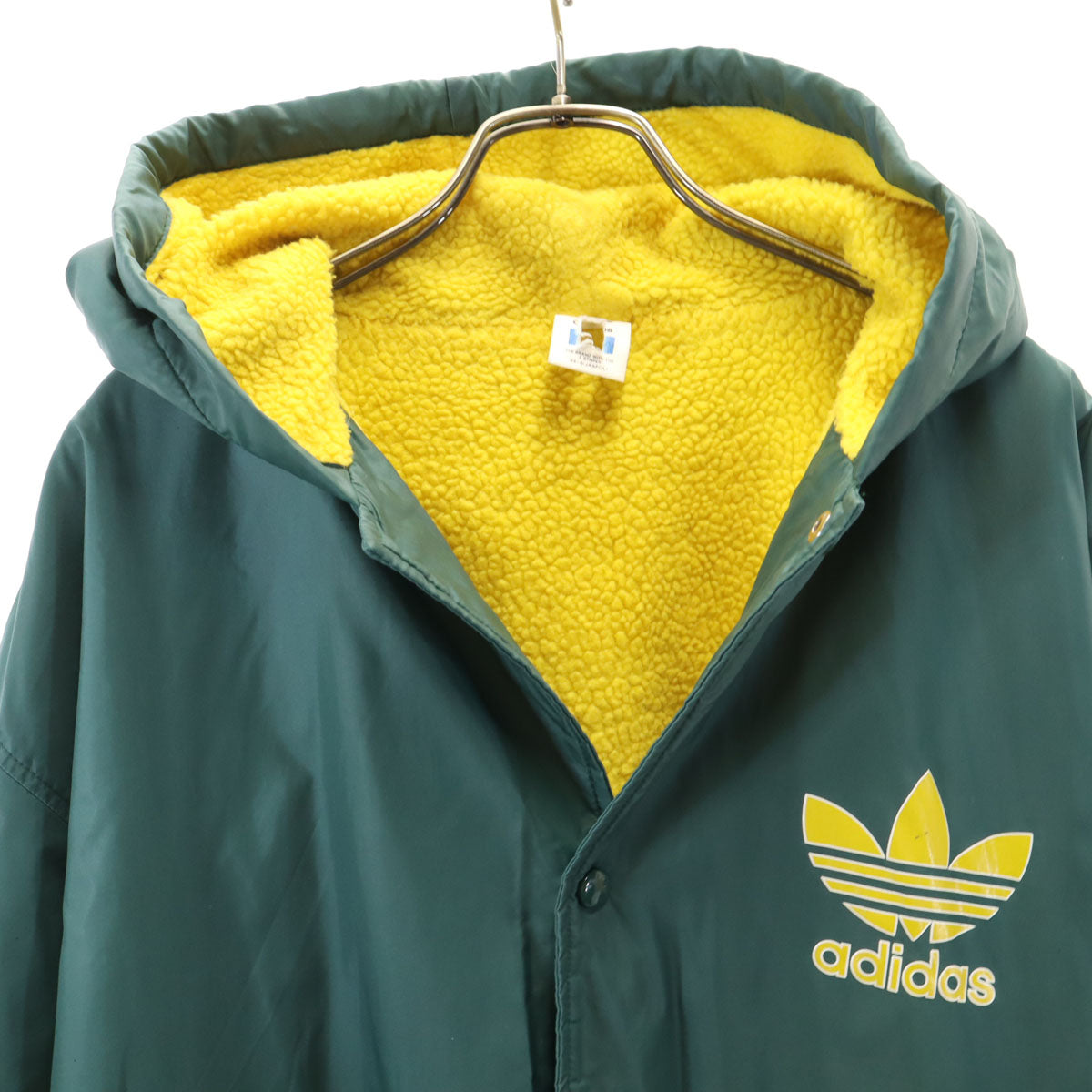 adidas アディダス 80s ヴィンテージ バックトレフォイルロゴ 中綿コート L グリーン デサント 裏ボア メンズ