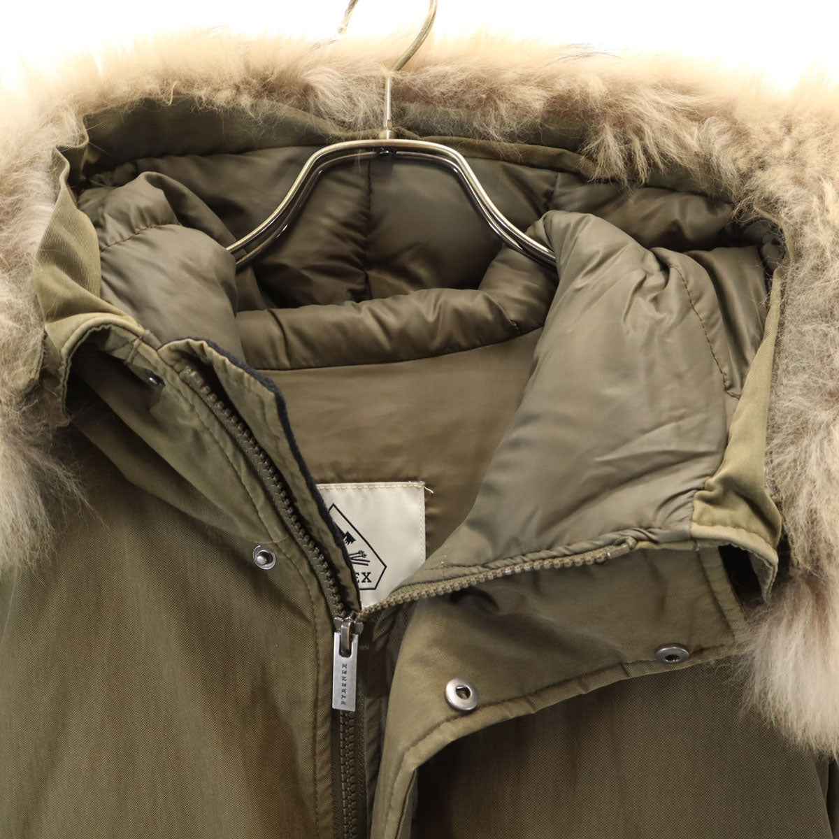 Pyrenex ピレネックス ダウン モッズコート M オリーブ系 ラクーンファー付き メンズ