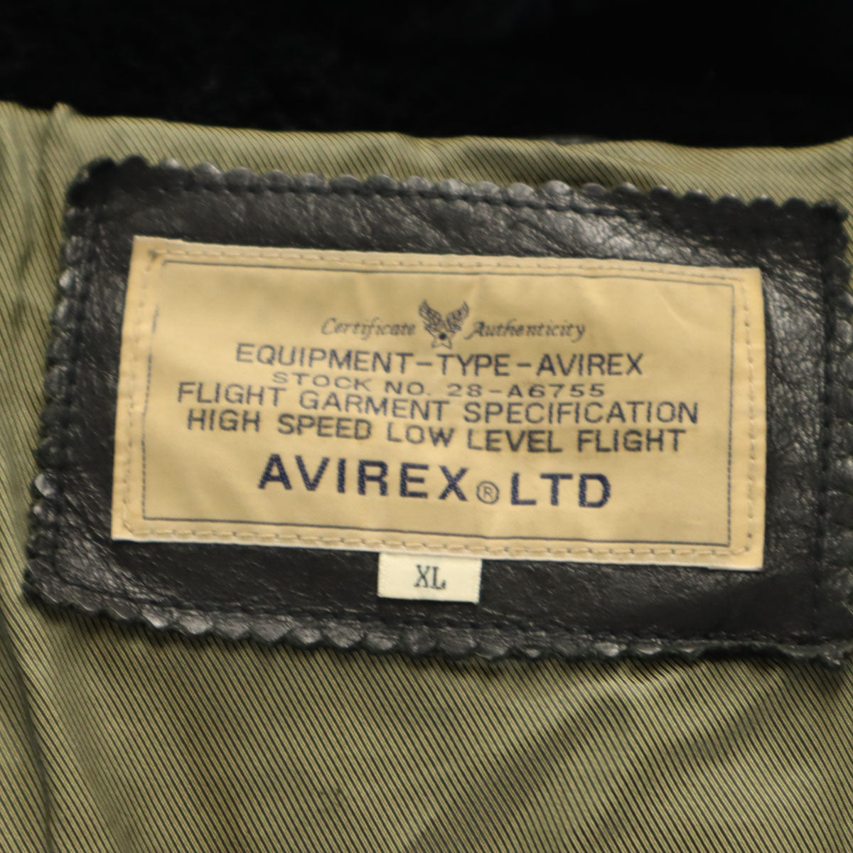 AVIREX アヴィレックス 羊革 レザー N-3B フライトジャケット XL ブラック メンズ