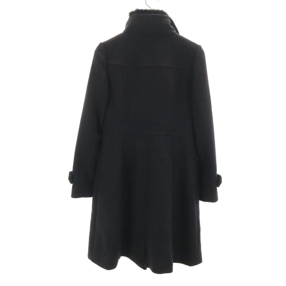 BLUE LABEL CRESTBRIDGE ブルーレーベルクレストブリッジ ウールコート 38 ブラック ラビットファー付き レディース