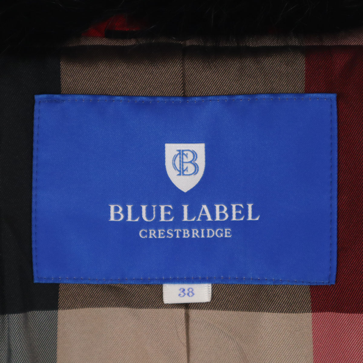 BLUE LABEL CRESTBRIDGE ブルーレーベルクレストブリッジ ウールコート 38 ブラック ラビットファー付き レディース