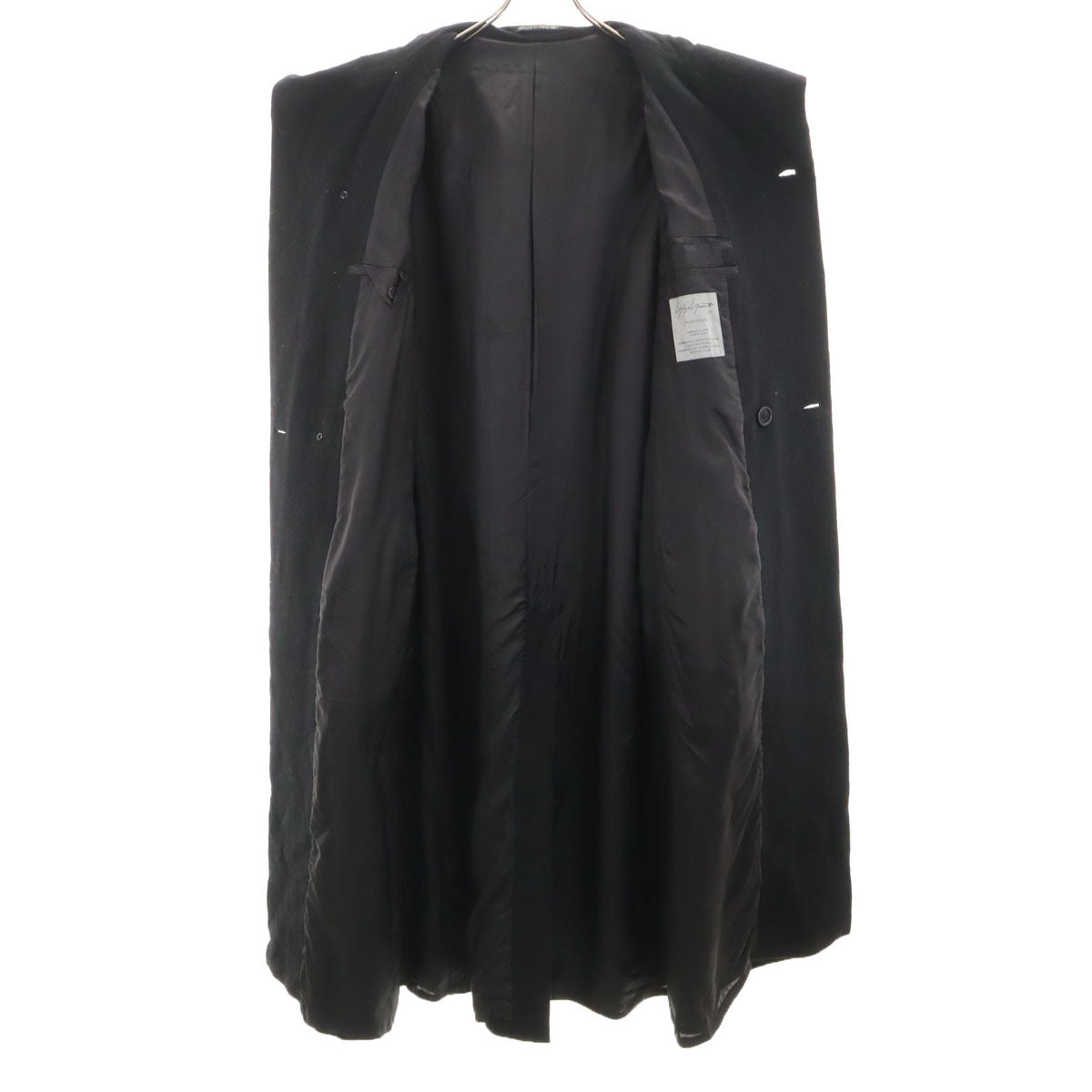 Yohji Yamamoto POUR HOMME ヨウジヤマモトプールオム 日本製 フーデッド ウールコート 3 ブラック メンズ