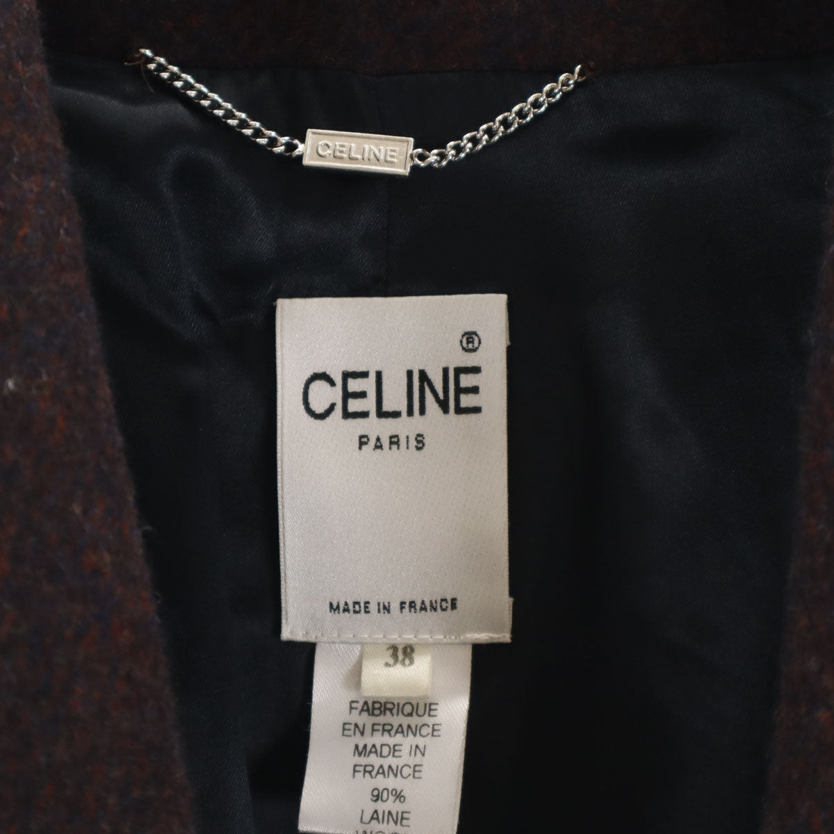 美品 CELINE セリーヌ フランス製 ウールコート 38 ブラウン レディース