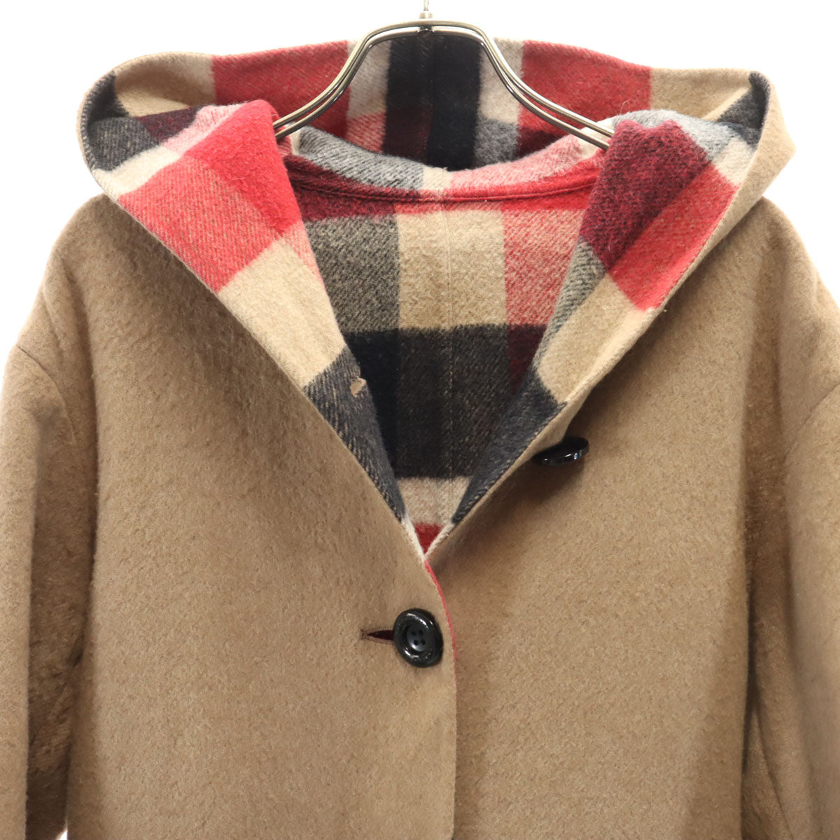 BLUE LABEL CRESTBRIDGE ブルーレーベルクレストブリッジ フーデッド ウールコート 38 ベージュブラウン レディース