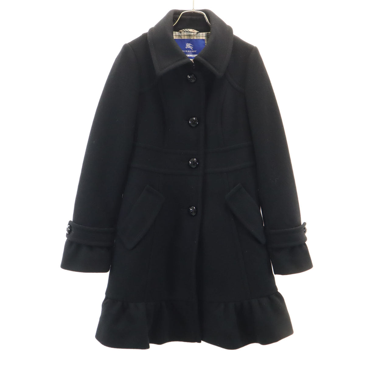BURBERRY LONDON BLUE LABEL バーバリー ロンドン ブルーレーベル アンゴラブレンド ウールコート 38 ブラック 三陽商会 レディース