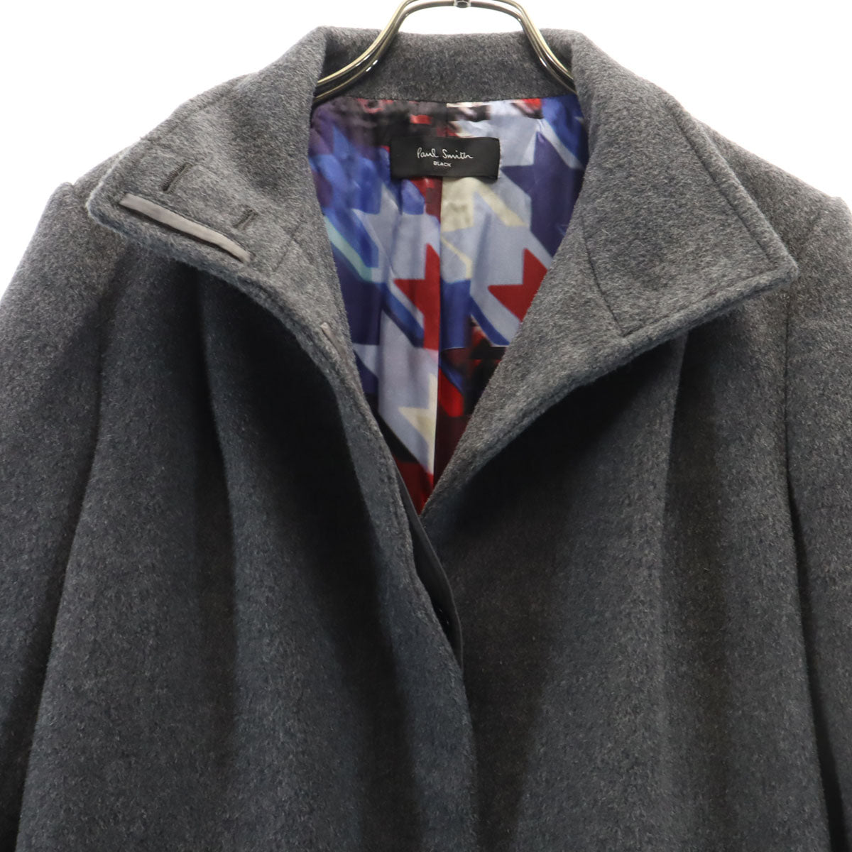 Paul Smith BLACK ポールスミス ブラック スタンドカラー ウールコート 42 チャコールグレー レディース
