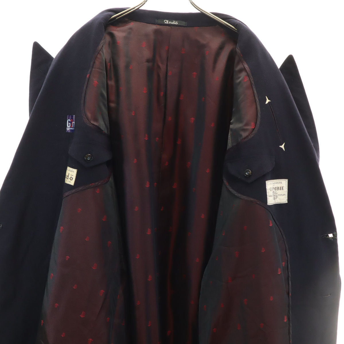 Ando カシミヤ100% コート ネイビー メンズ