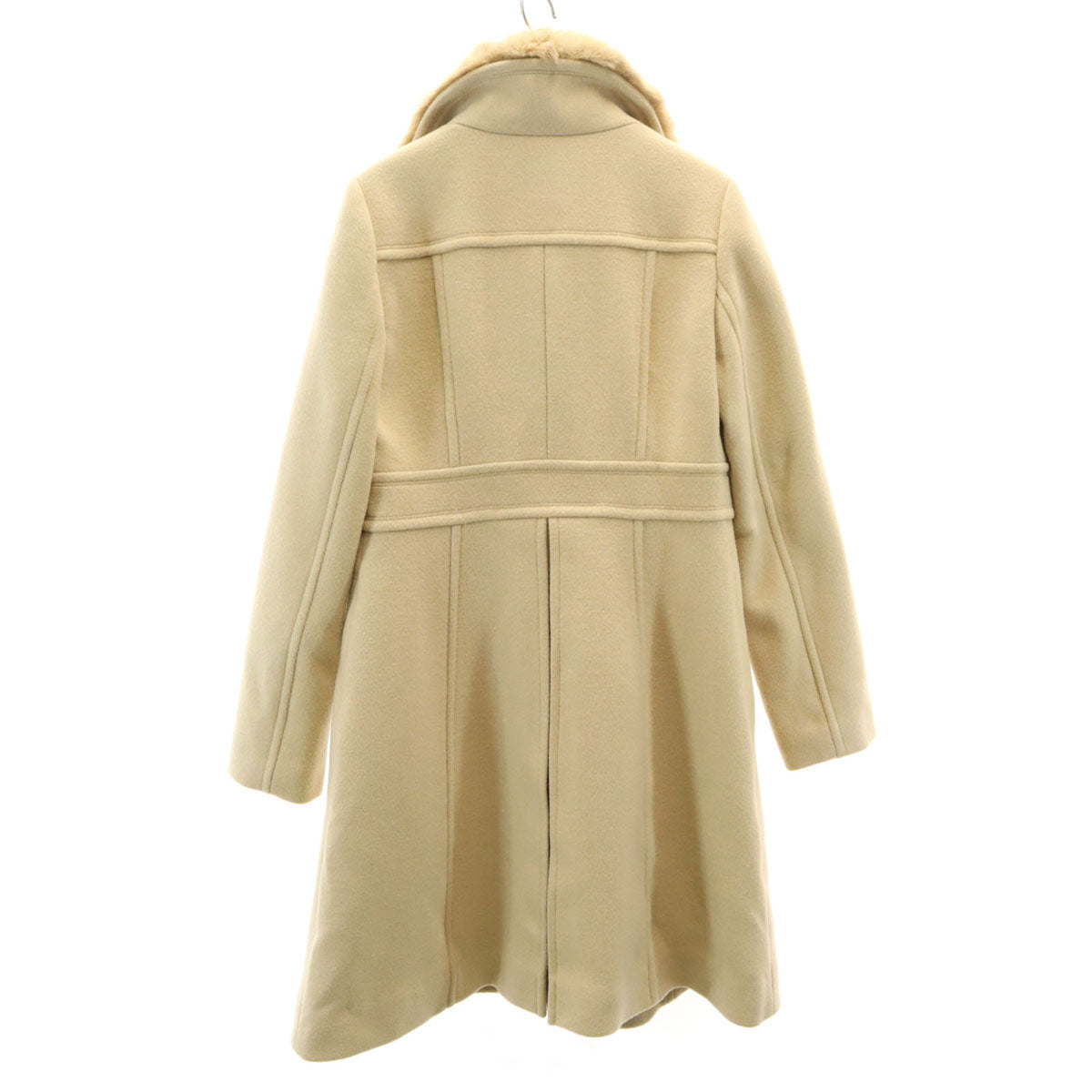 BLUE LABEL CRESTBRIDGE ブルーレーベルクレストブリッジ ウールブレンド ロングコート 40 ベージュ ラビットファー付き レディース