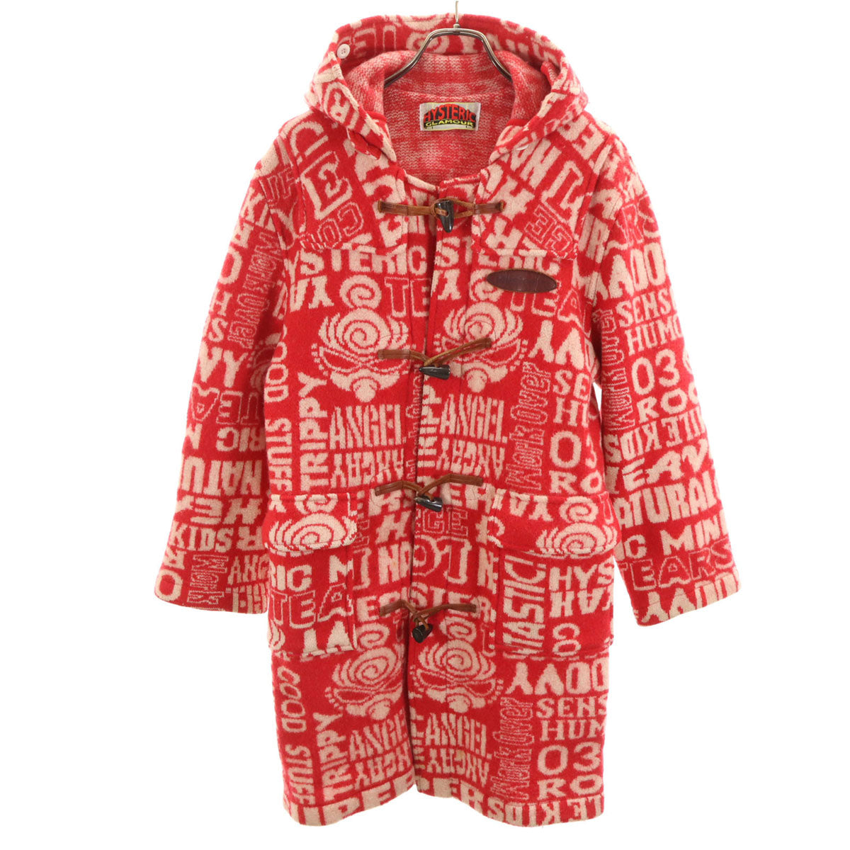 HYSTERIC GLAMOUR ヒステリックグラマー ウール 総柄 ダッフルコート 140 レッド キッズ