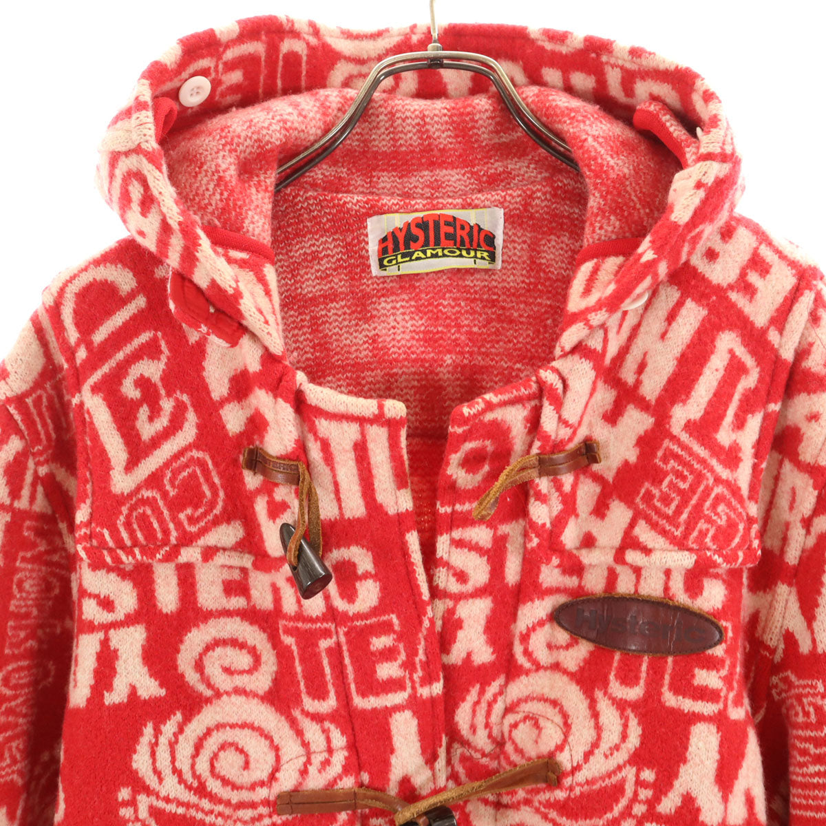 HYSTERIC GLAMOUR ヒステリックグラマー ウール 総柄 ダッフルコート 140 レッド キッズ