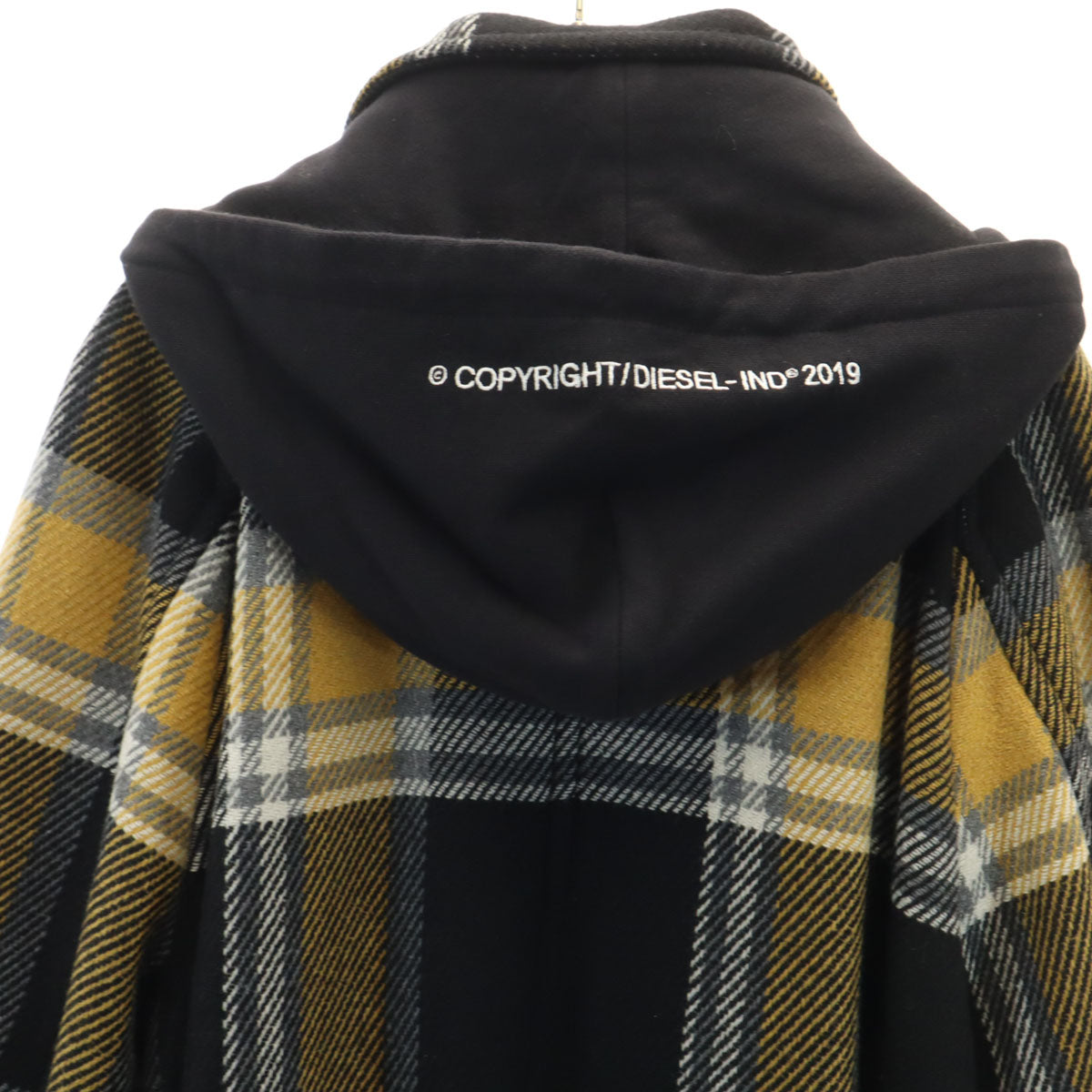 DIESEL ディーゼル ウールブレンド チェック コート M ブラック メンズ