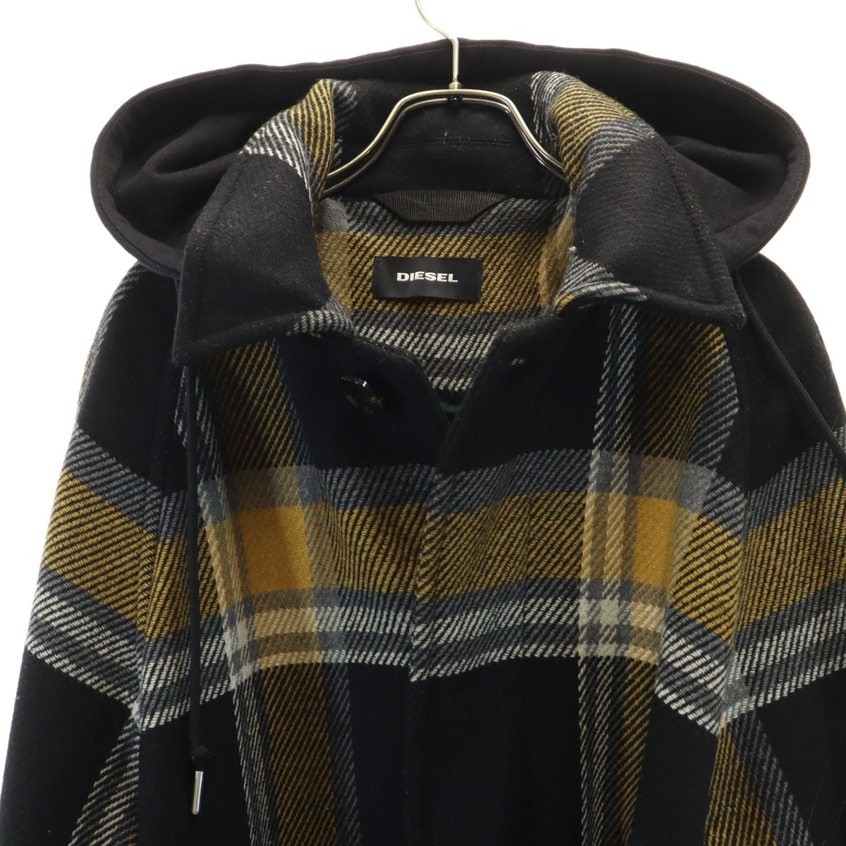 DIESEL ディーゼル ウールブレンド チェック コート M ブラック メンズ