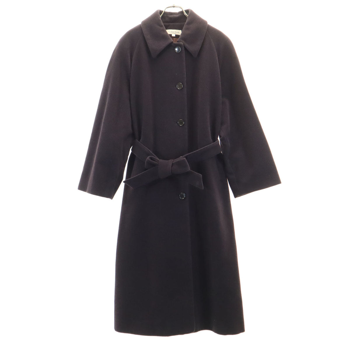 Calvin klein カルバンクライン アンゴラ ステンカラーコート 9 パープルブラウン レディース