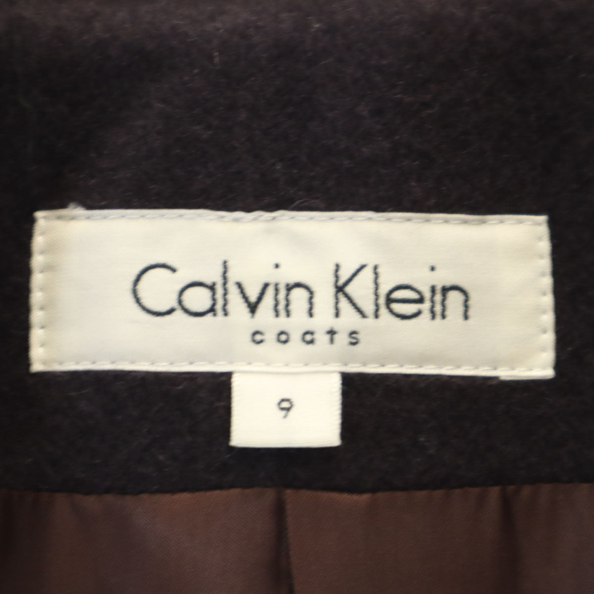 Calvin klein カルバンクライン アンゴラ ステンカラーコート 9 パープルブラウン レディース