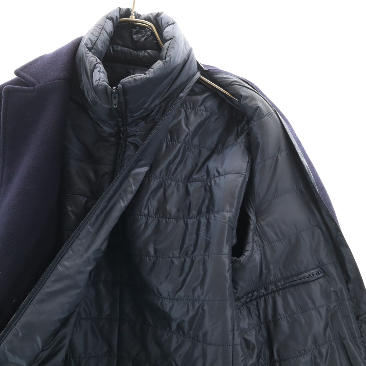 Herno ヘルノ イタリア製 チェスターコート 44 ネイビー 中綿 メンズ