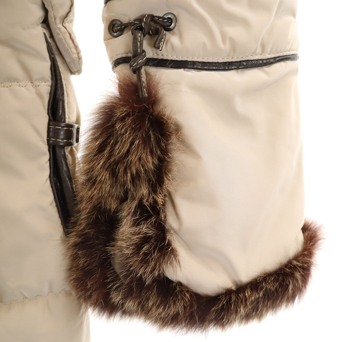 GIORGIO & MARIO イタリア製 リアルファー 中綿コート 42 ベージュ カバー付き レディース