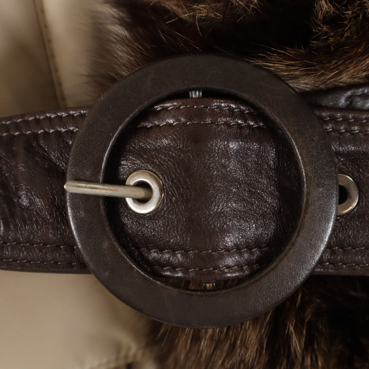 GIORGIO & MARIO イタリア製 リアルファー 中綿コート 42 ベージュ カバー付き レディース