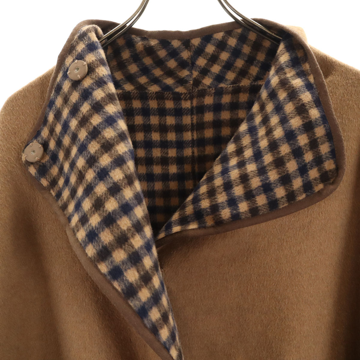 美品 AMERI UNDRESSED アメリ ウールブレンド ポンチョ F ブラウン リバーシブル レディース