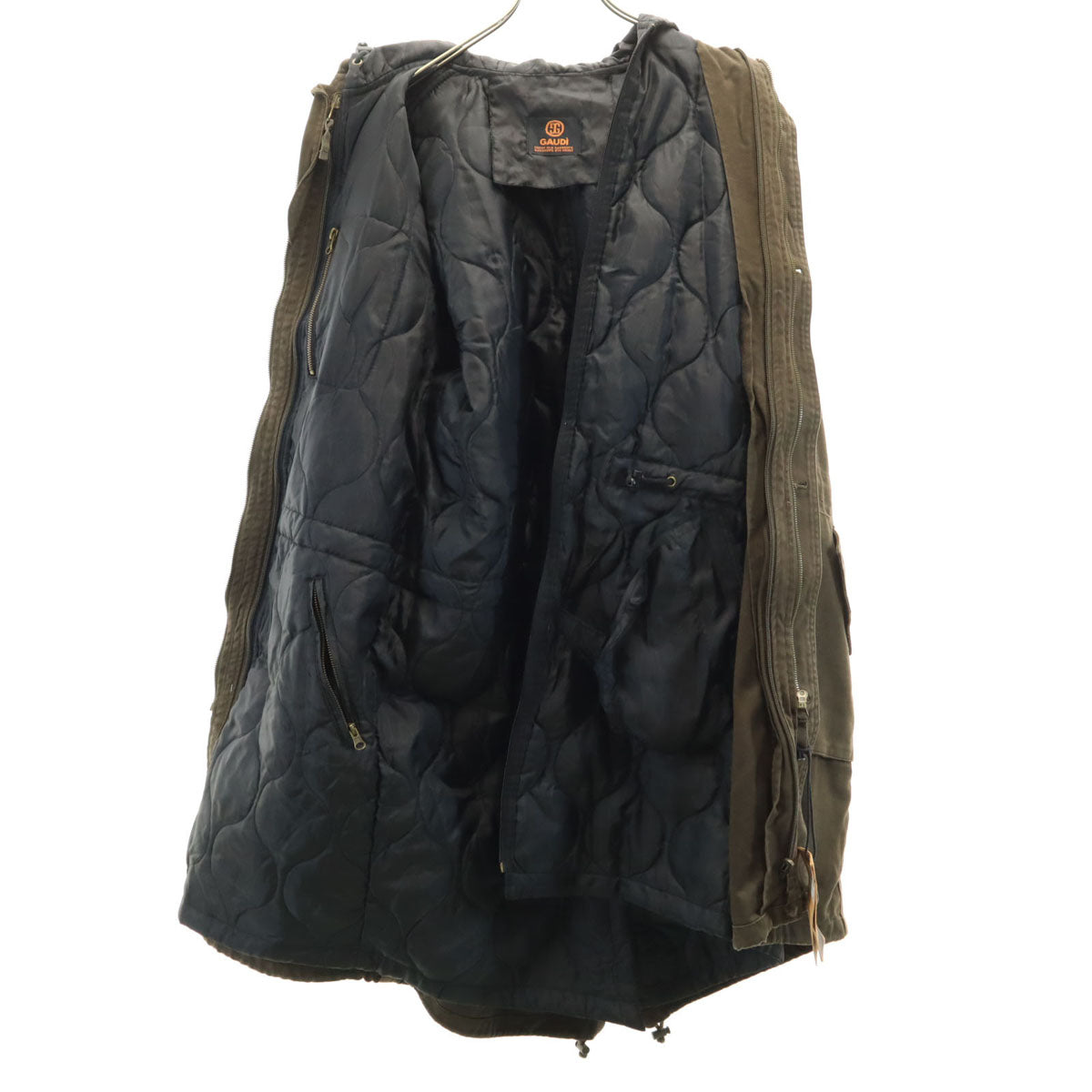 GAUDI ガウディ モッズコート L ブラウン 中綿ライナー ハンガー付き メンズ