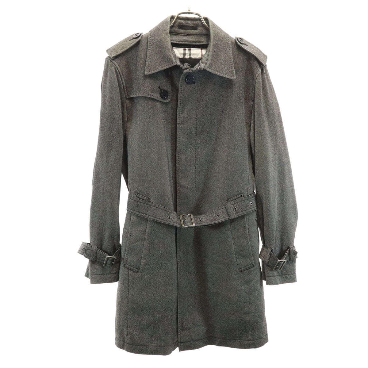 BURBERRY BLACK LABEL バーバリーブラックレーベル ウール ライナー付き ステンカラーコート M ブラック系 三陽商会 メンズ