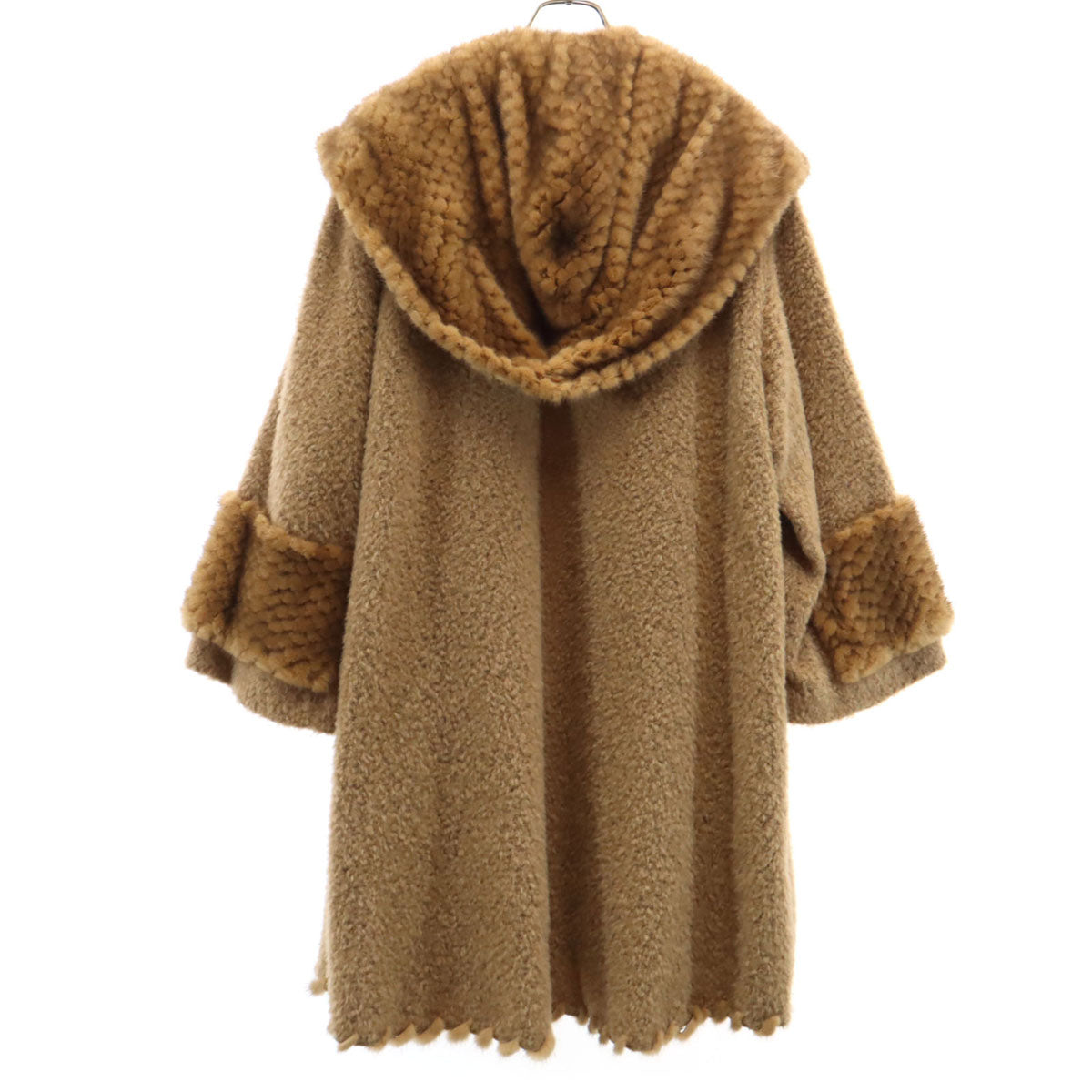 Solleciti ソレシティ イタリア製 アルパカブレンド 切替 毛皮コート 42 ベージュ PIACENZA レディース