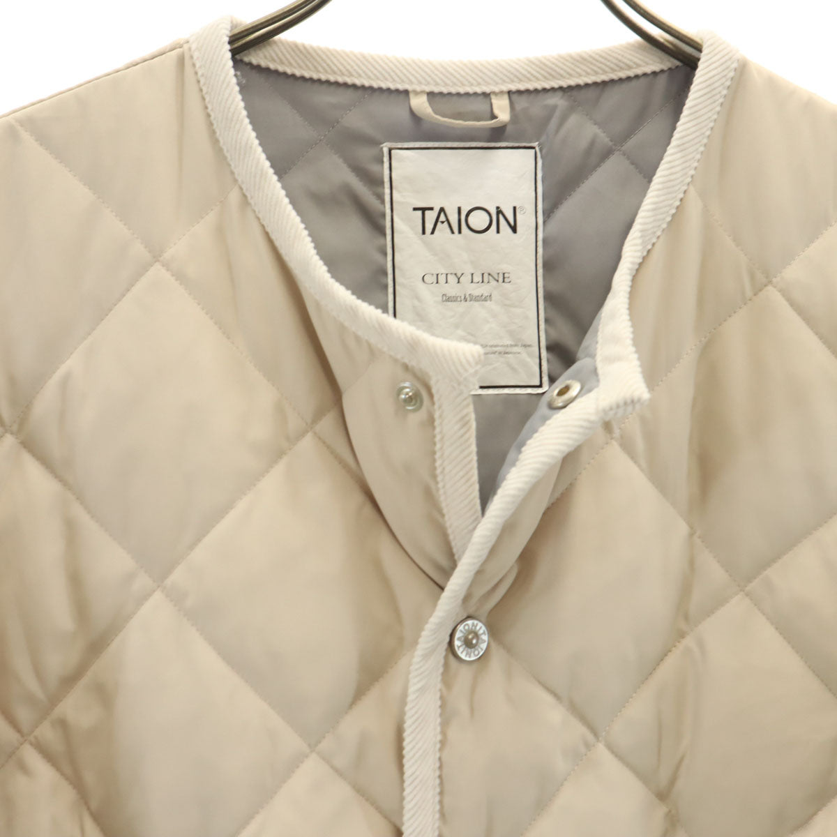 美品 TAION タイオン ダウンコート XS ベージュ系 CITY LINE レディース