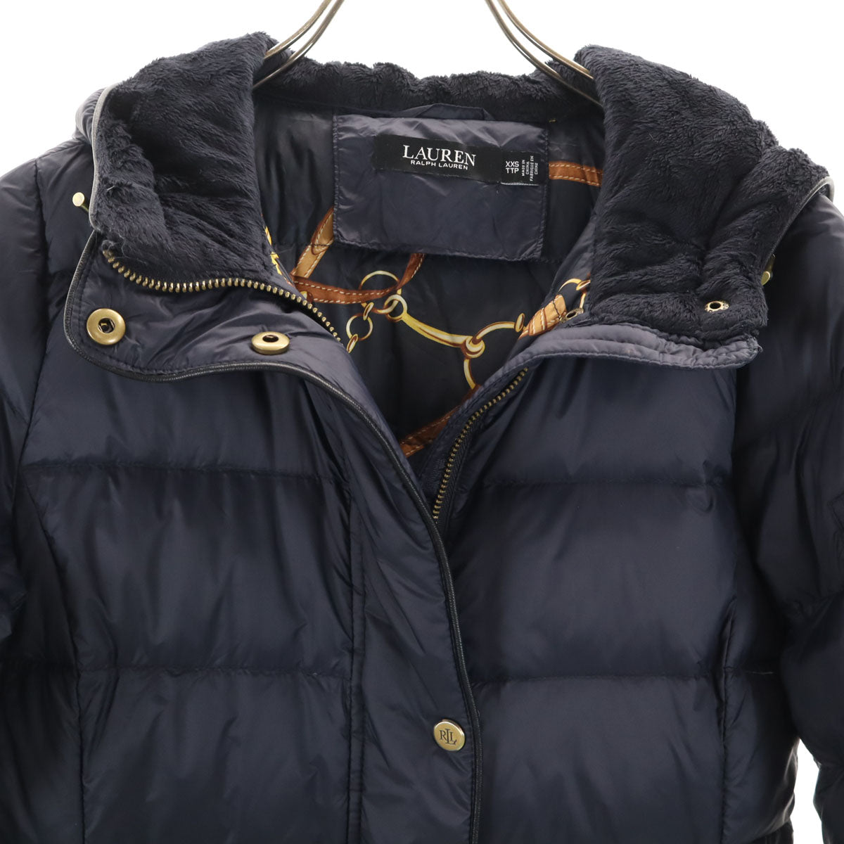 美品 LAUREN RALPH LAUREN ローレンラルフローレン ダウンコート XXS ネイビー レディース