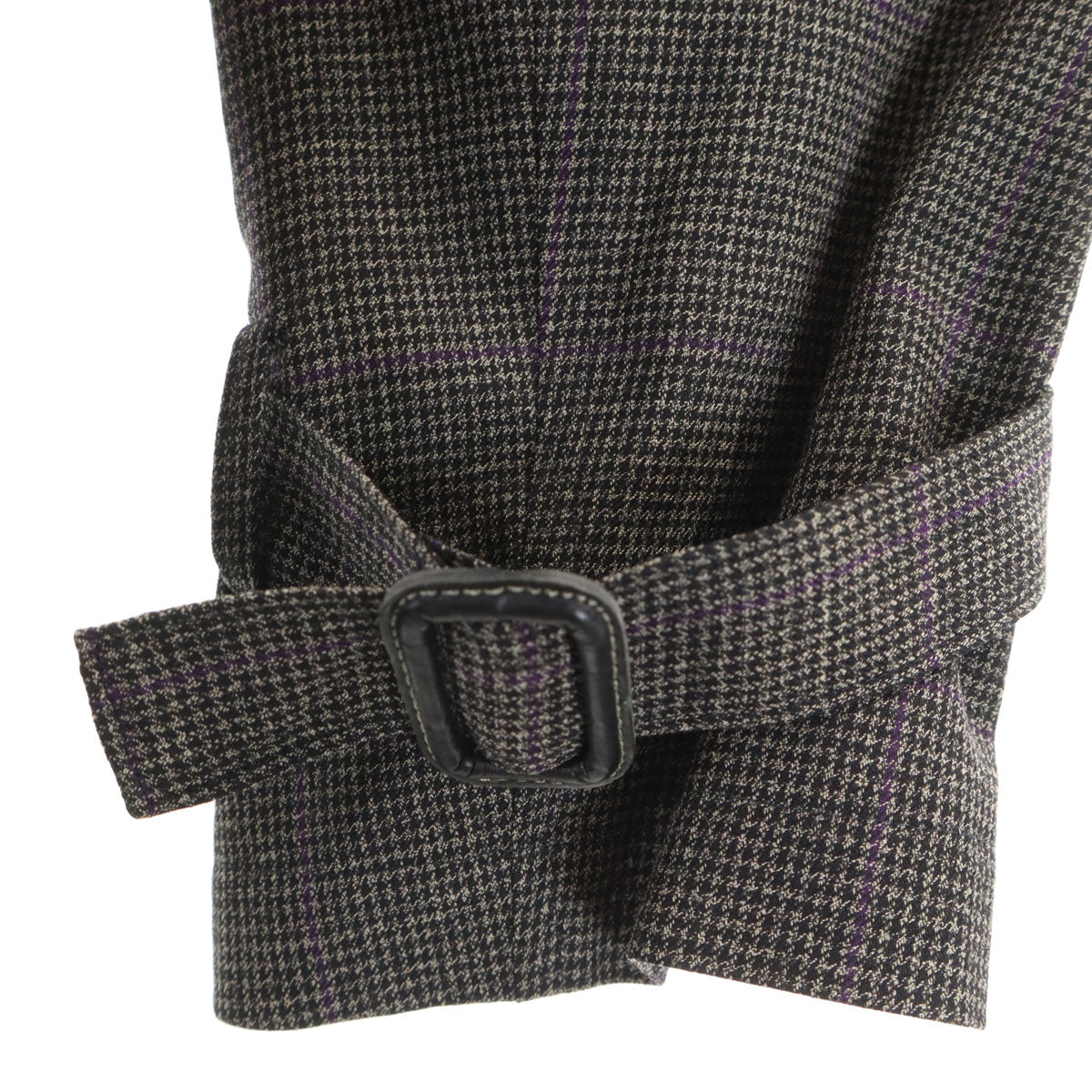 Y’s for men ワイズフォーメン 日本製 ウール ハウンドトゥース柄 ステンカラーコート 4 グレー ヨウジヤマモト メンズ