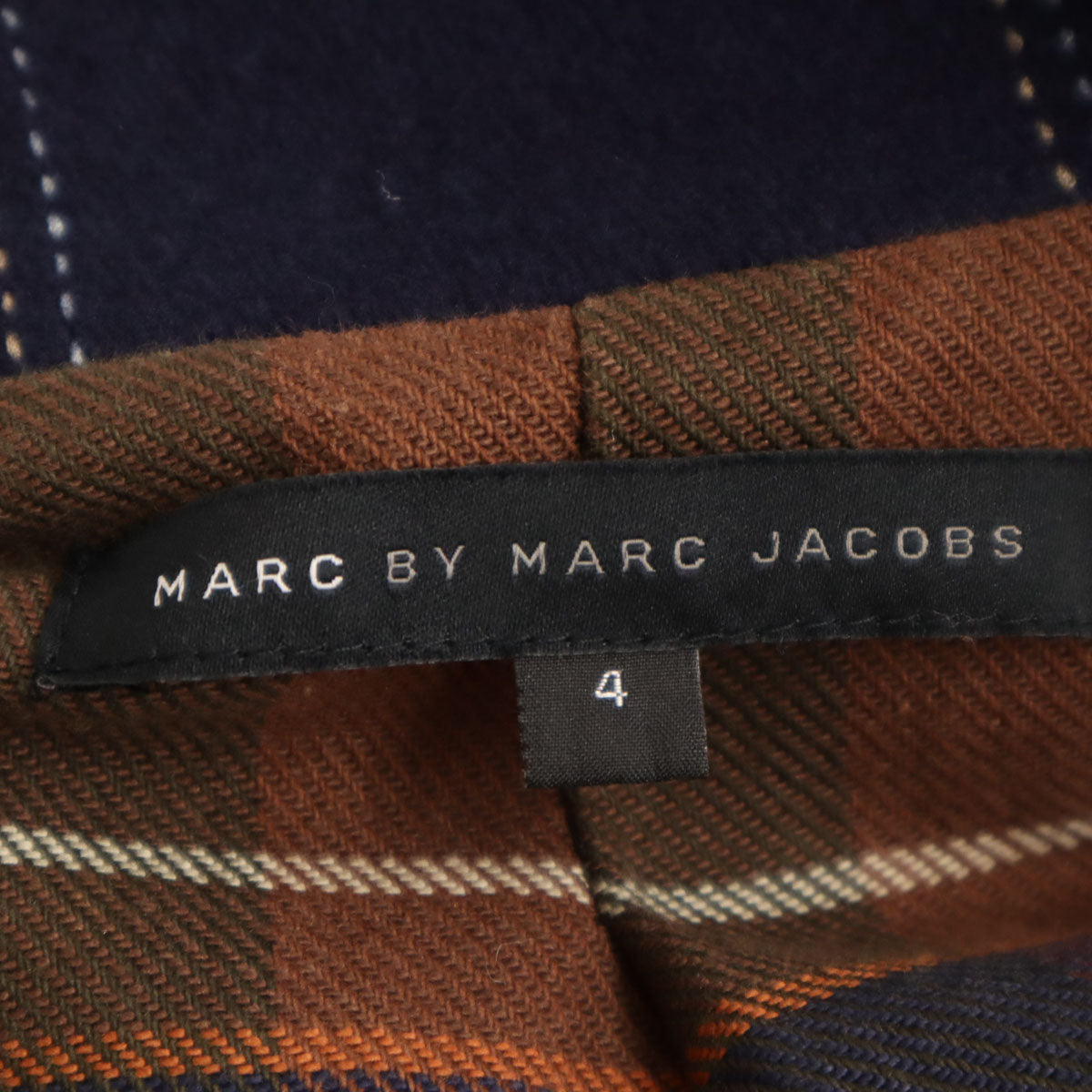 MARC BY MARC JACOBS マークバイマークジェイコブス チェック柄 ウールコート 4 ネイビー レディース