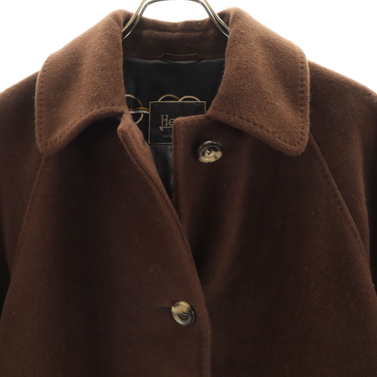 Herno ヘルノ イタリア製 カシミヤブレンド ステンカラーコート 42 ブラウン レディース
