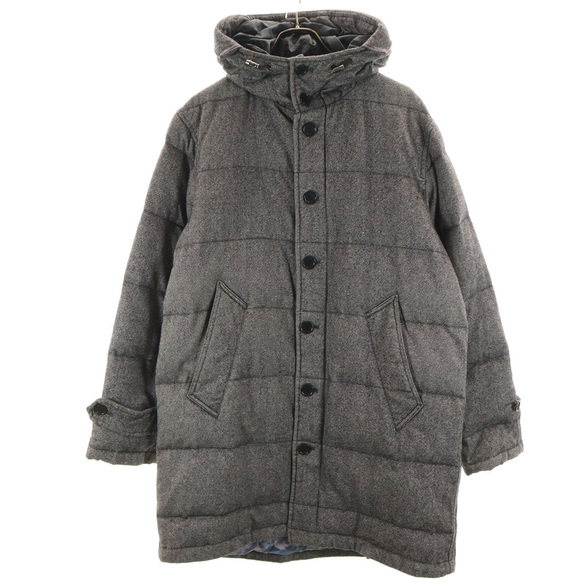 PS Paul Smith ピーエスポールスミス フーデッド ダウンコート L グレー メンズ