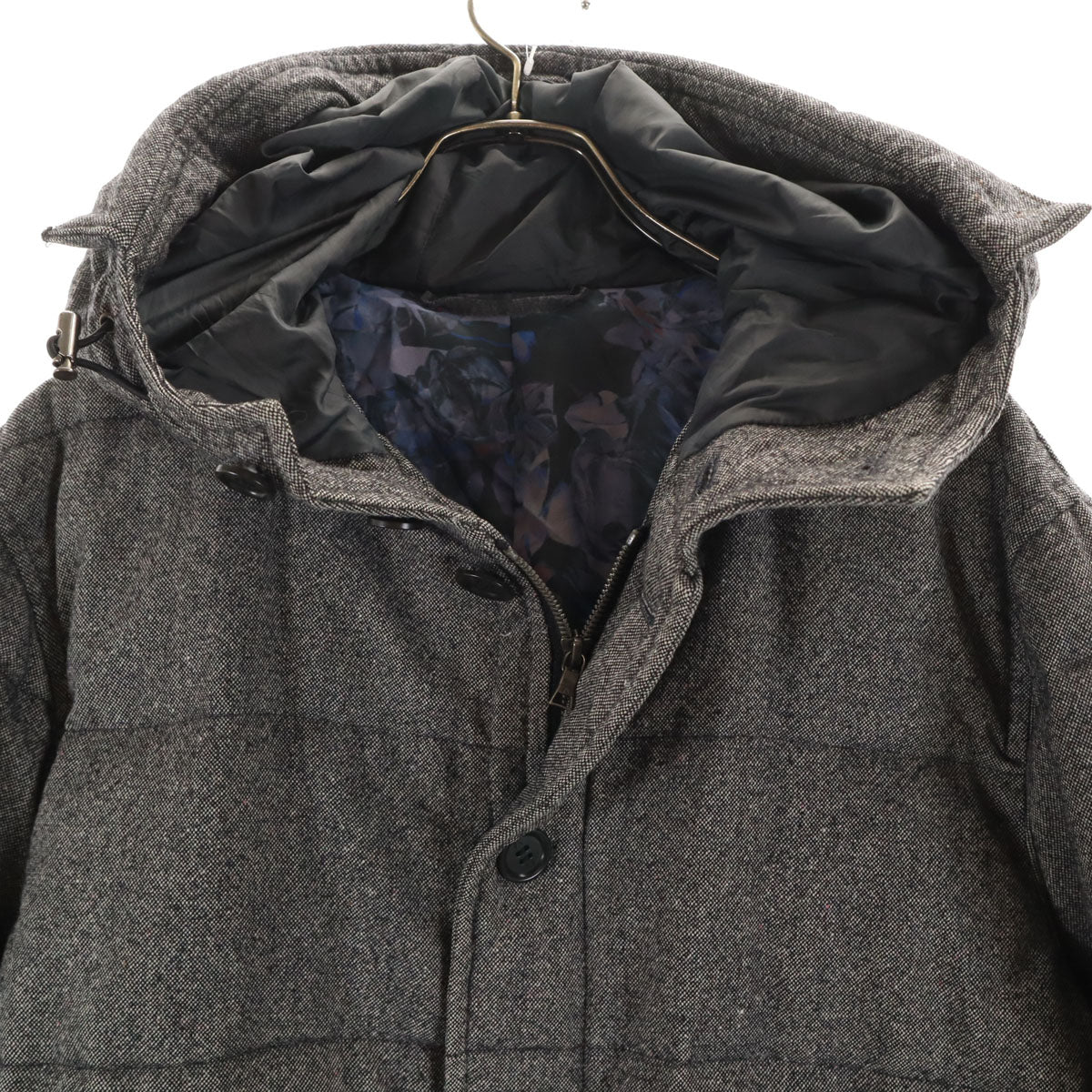 PS Paul Smith ピーエスポールスミス フーデッド ダウンコート L グレー メンズ