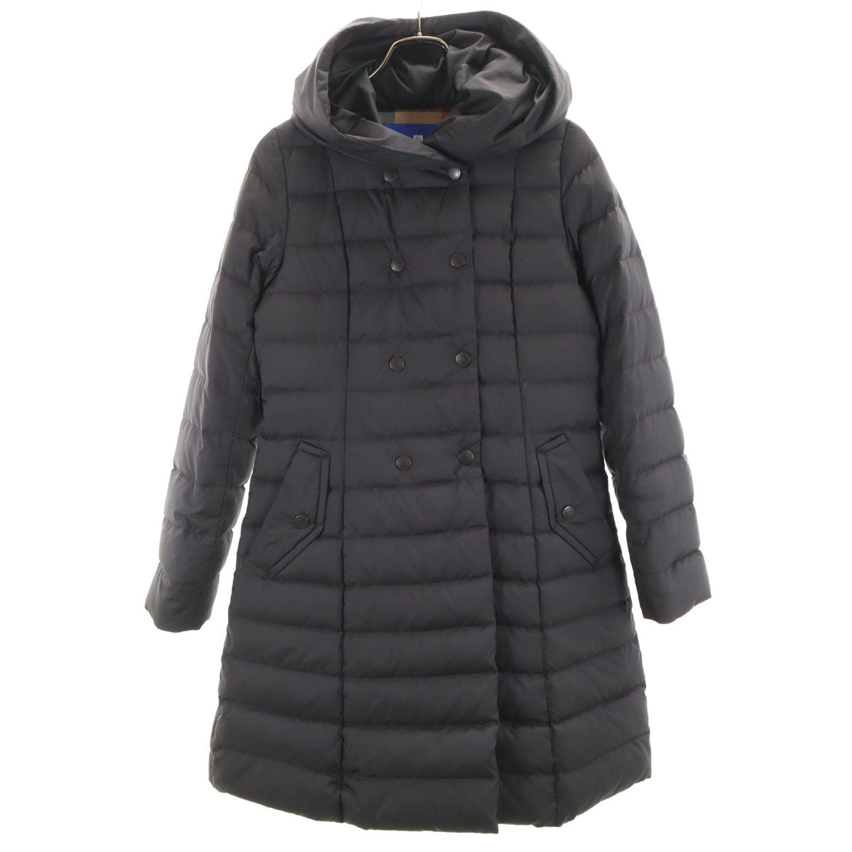 美品 BLUE LABEL CRESTBRIDGE ブルーレーベルクレストブリッジ フーデッド ダウンコート 36 ブラック系 レディース