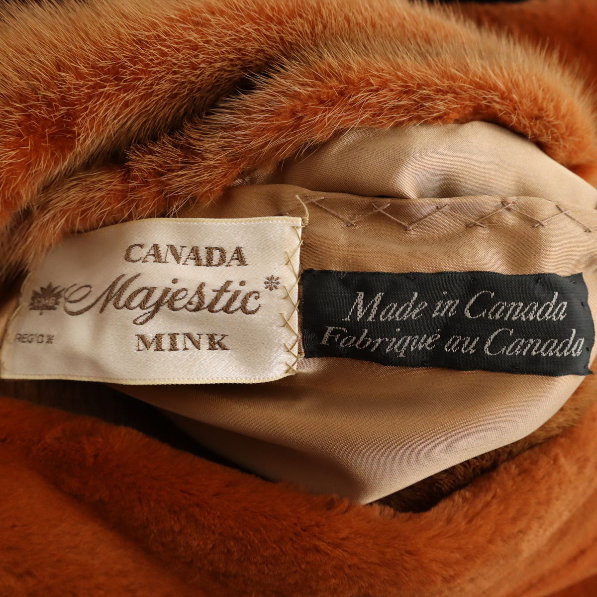 美品 Majestic マジェスティック 80s 90s カナダ製 ミンク オールド ポンチョ 毛皮コート オレンジ レディース