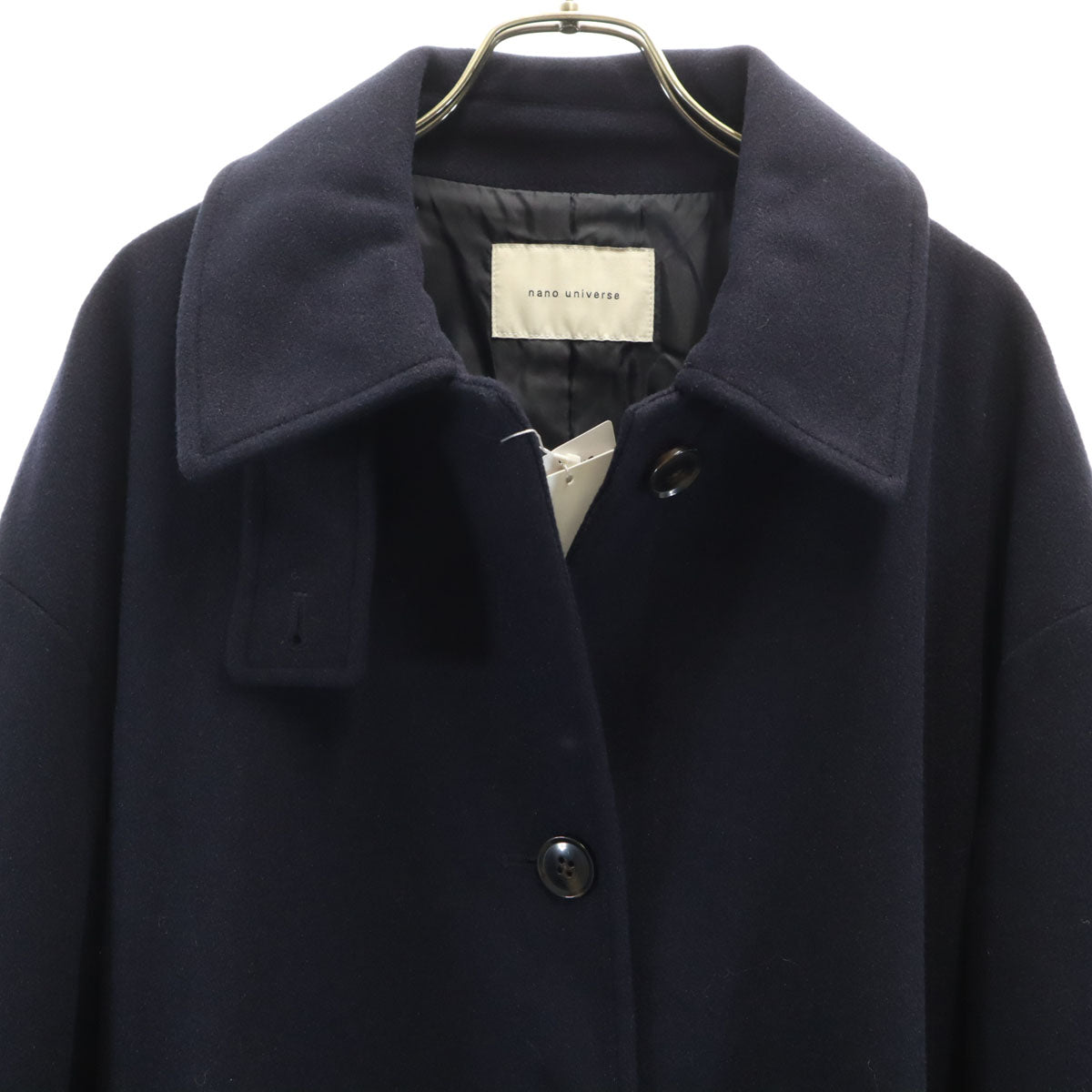 未使用 nano universe ナノユニバース メルトン ジャージー スタンドカラー コート F ネイビー レディース