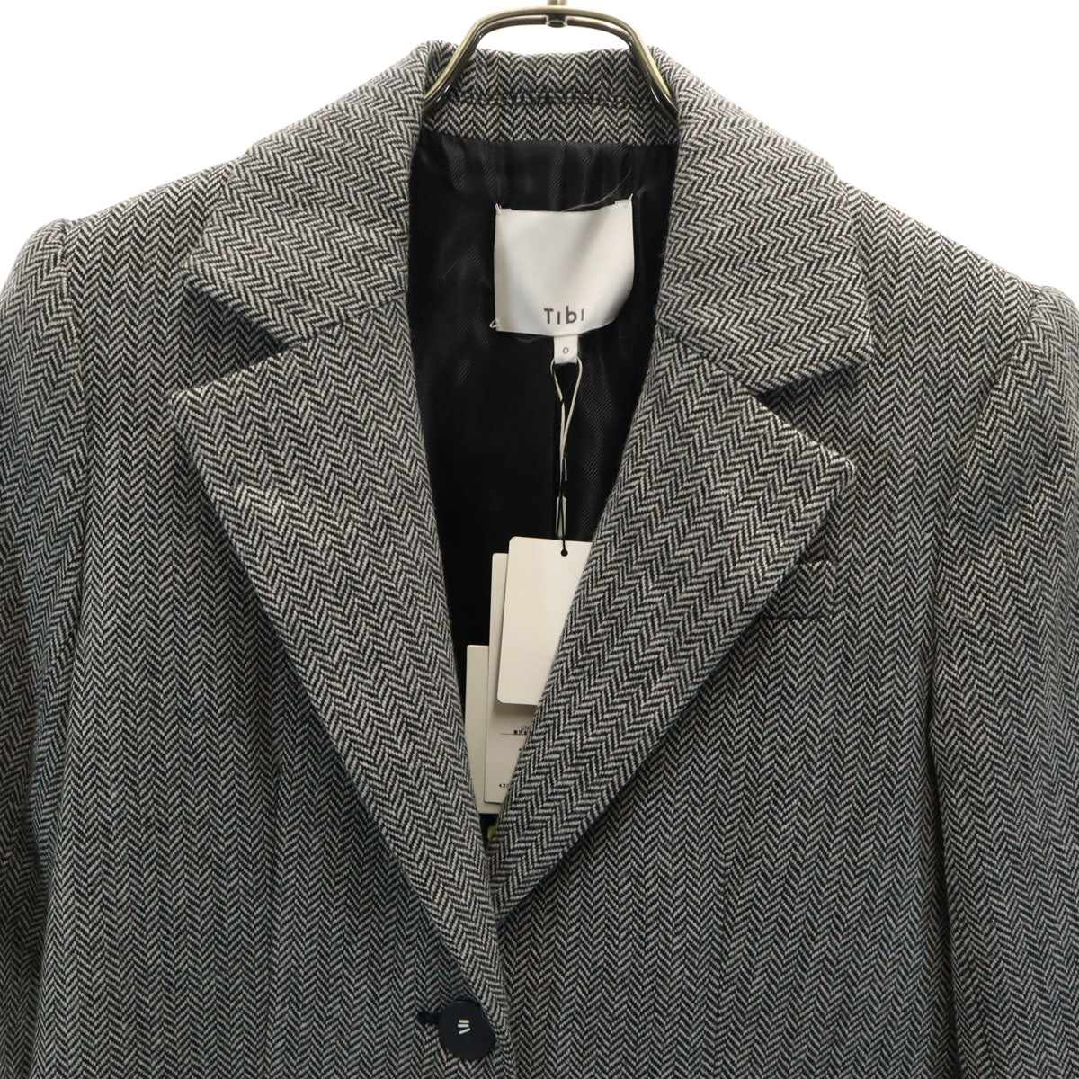 未使用 tibi ティビ ヘリンボーン チェスターコート 0 ホワイト レディース