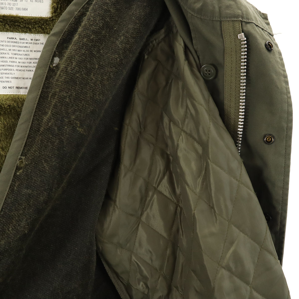 HOUSTON ヒューストン ミリタリー モッズコート XS カーキ ライナー付き メンズ