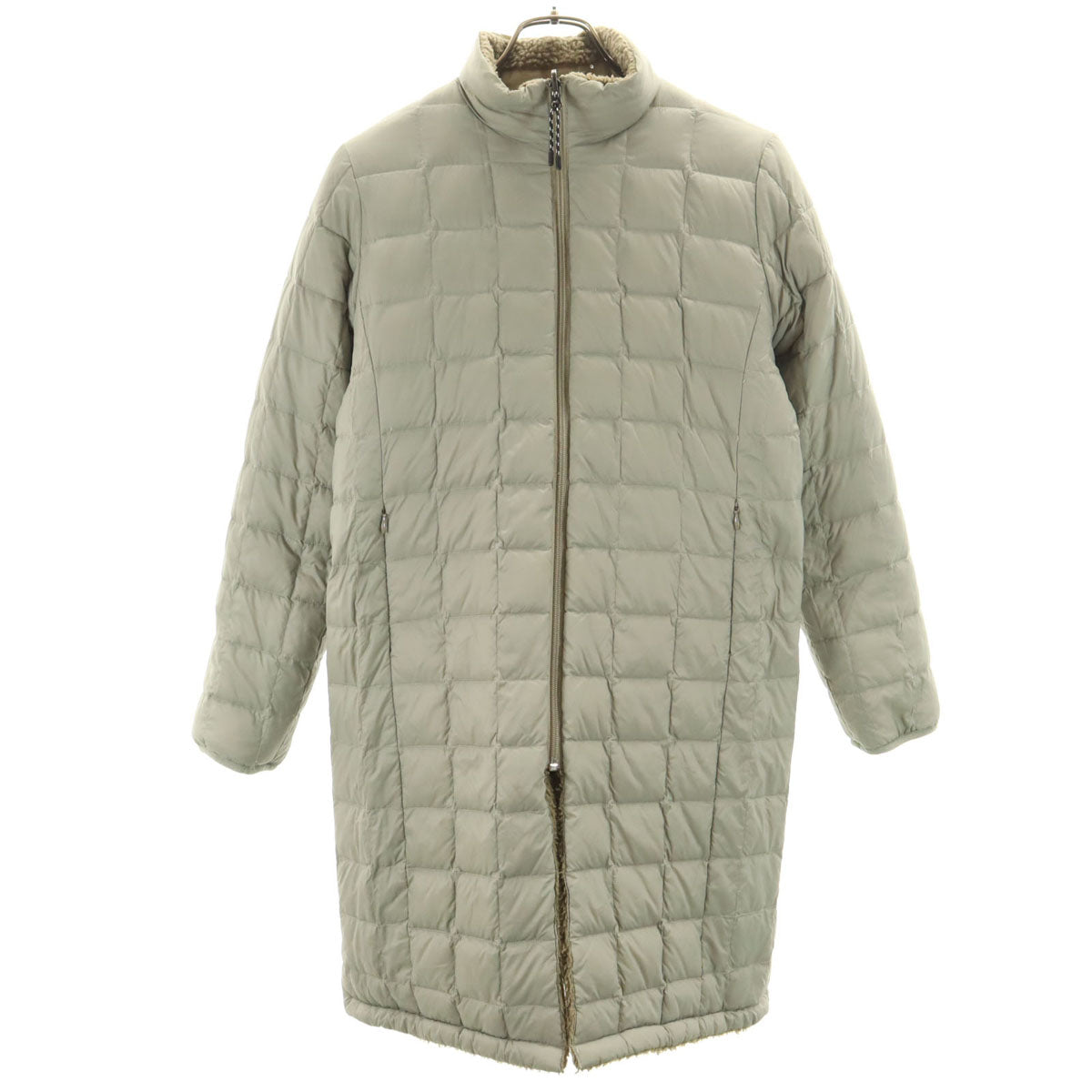 TAION タイオン ボア ダウンコート L ベージュ系 リバーシブル レディース