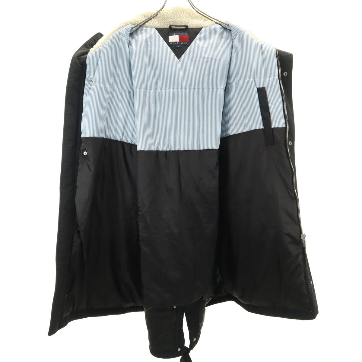 美品 TOMMY HILFIGER トミーヒルフィガー 中綿コート L ブラック メンズ