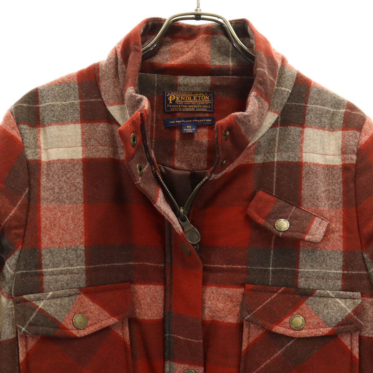 PENDLETON ペンドルトン USA製 チェック 中綿コート M レッド系 レディース