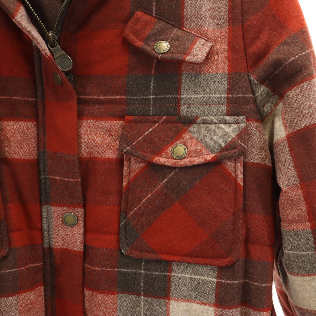 PENDLETON ペンドルトン USA製 チェック 中綿コート M レッド系 レディース