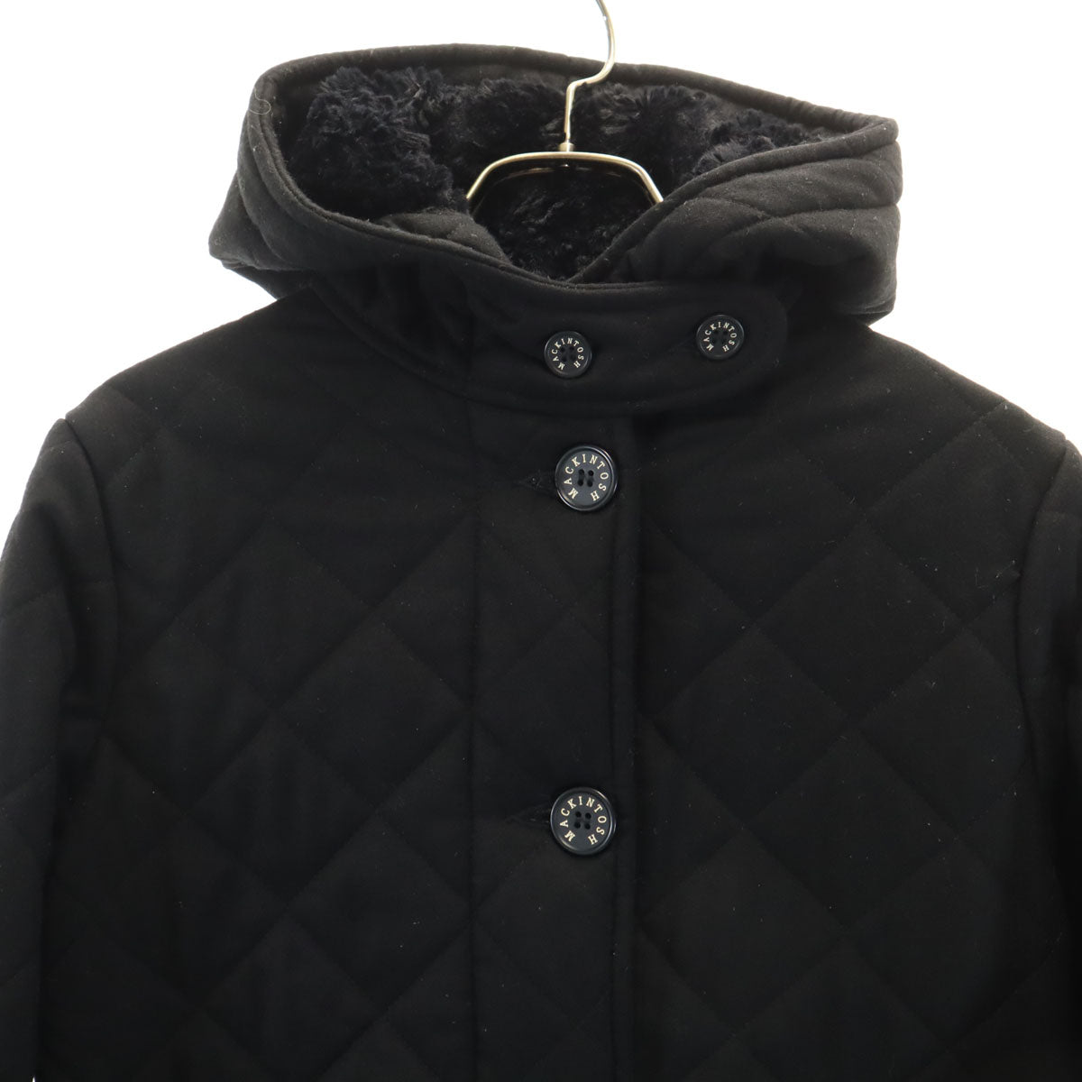 Mackintosh マッキントッシュ スコットランド製 キルティングコート 36 ブラック 中綿 裏ファー レディース
