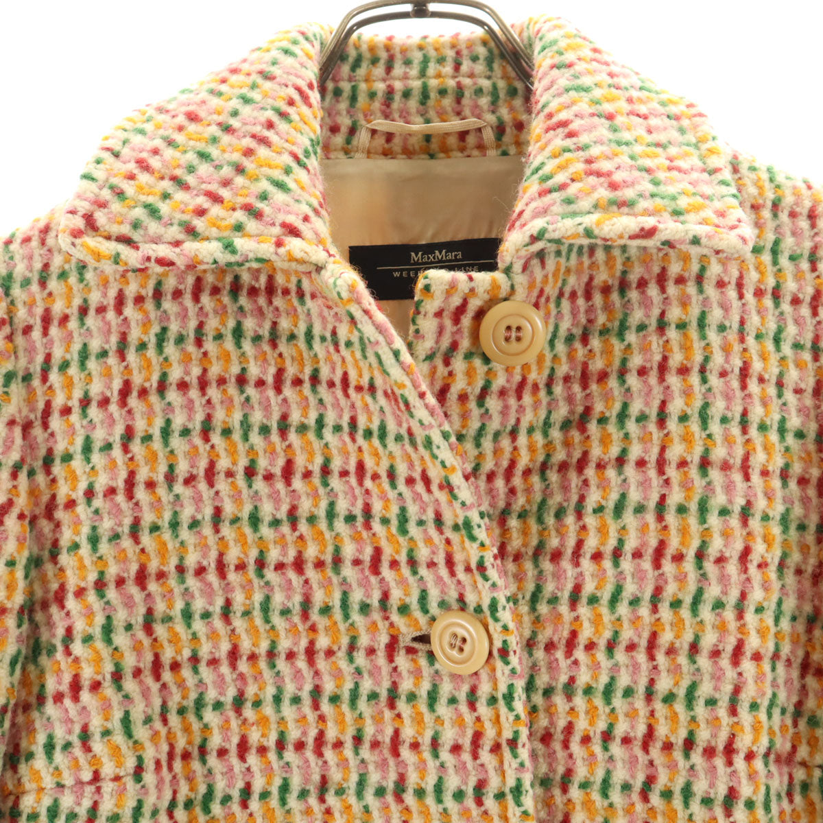MaxMara WEEKEND LINE マックスマーラ ウィークエンドライン ツイード ステンカラーコート 38 マルチ レディース