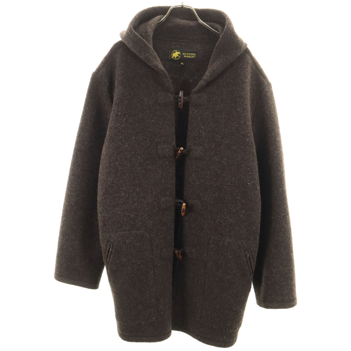 HUNTING WORLD ハンティングワールド イタリア製 圧縮ウール ダッフルコート XL チャコールグレー レディース