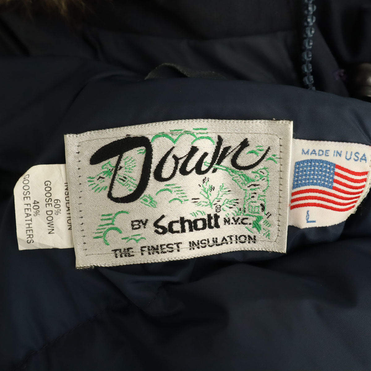 schott ショット 90s USA製 オールド ダウンジャケット L ネイビー メンズ