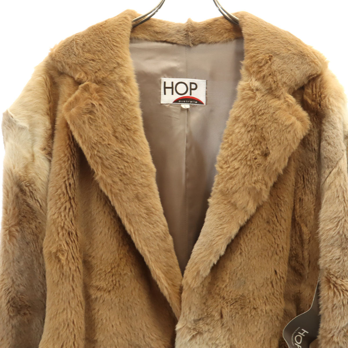 美品 HOP 未使用 毛皮コート L ベージュ系 タグ付き メンズ